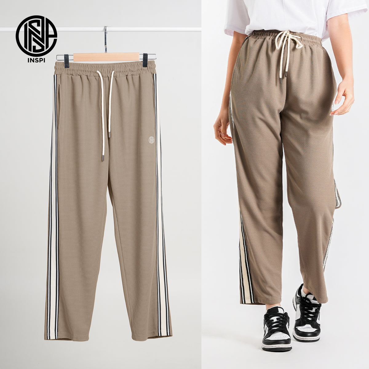 INSPI Waffle Pants with Drawstring and Pockets for Men and Women.
