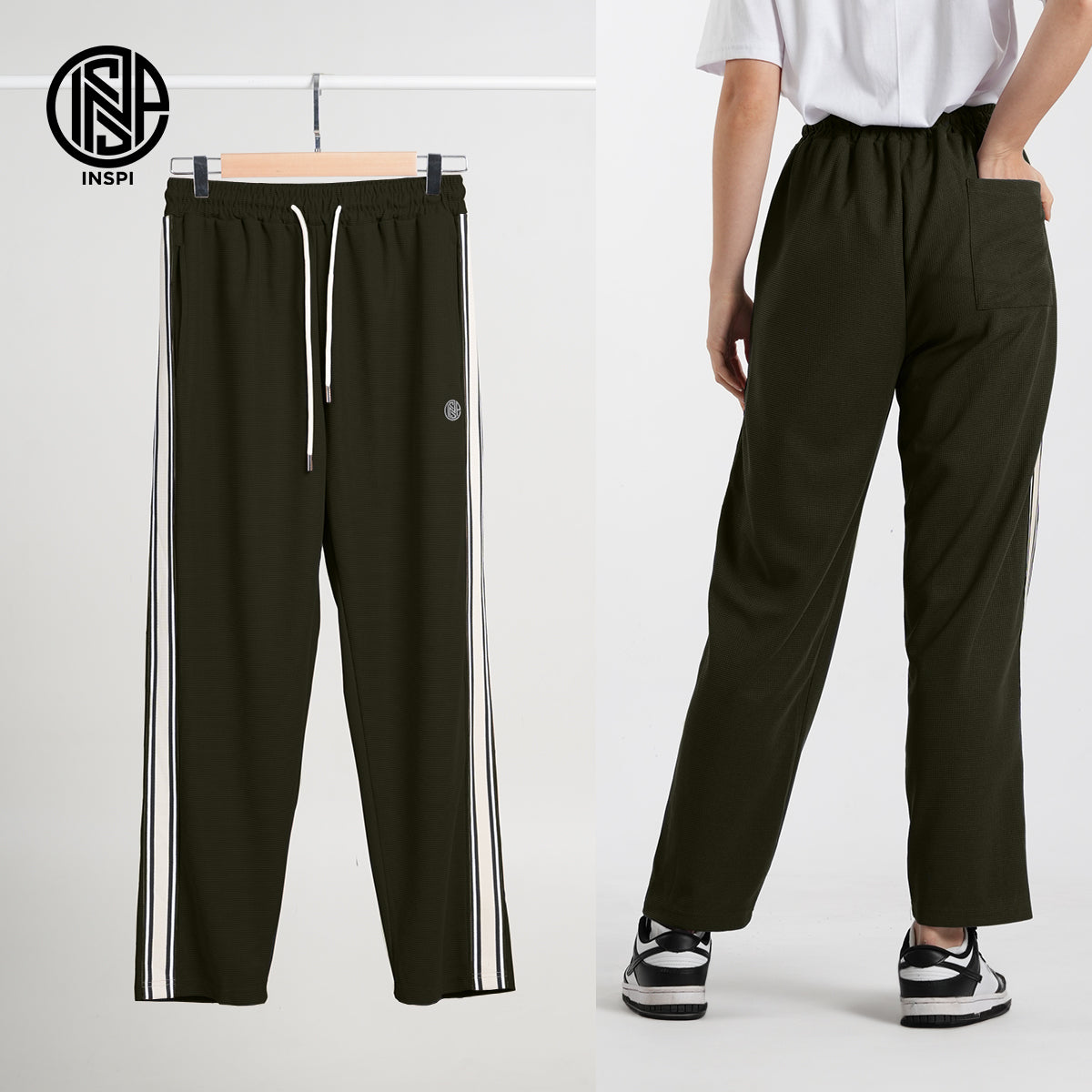 INSPI Waffle Pants with Drawstring and Pockets for Men and Women.
