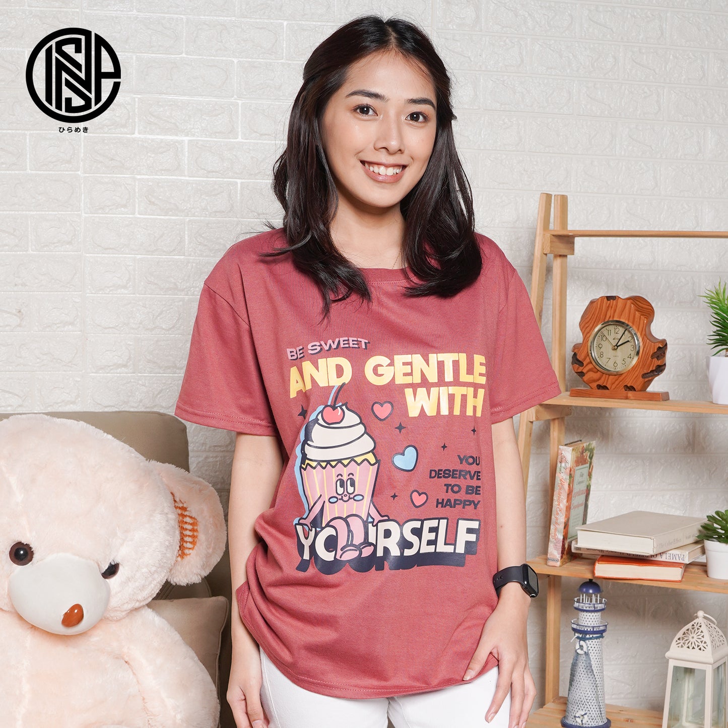 INSPI Tees Cartoon Statement Sweet and Gentle Tshirt for Men Aesthetic Trendy Tops for Women Couple Shirt Graphic Tee