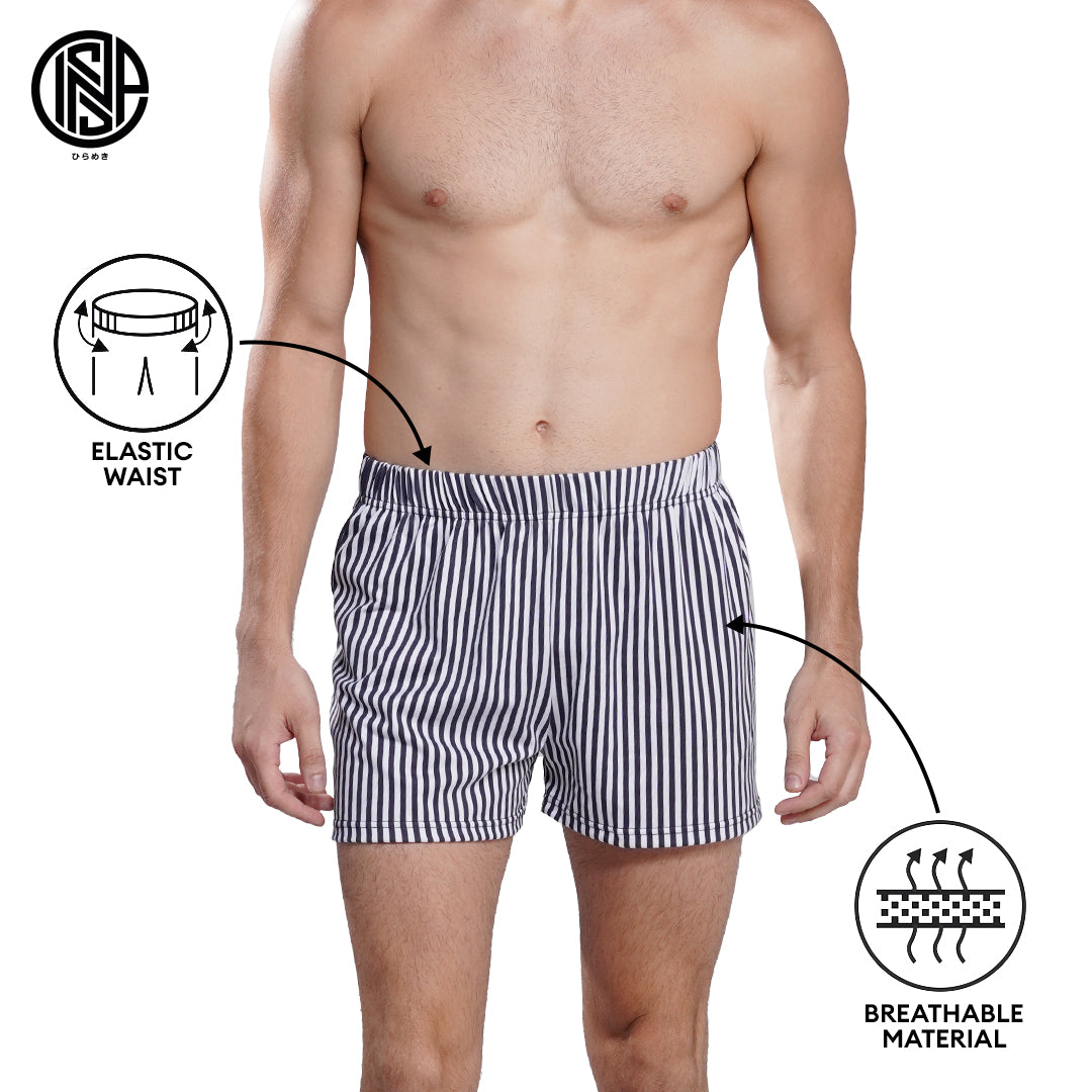 INSPI Boxer Shorts for Men 3pcs Set Assorted Colors Underwear Black Gray Blue