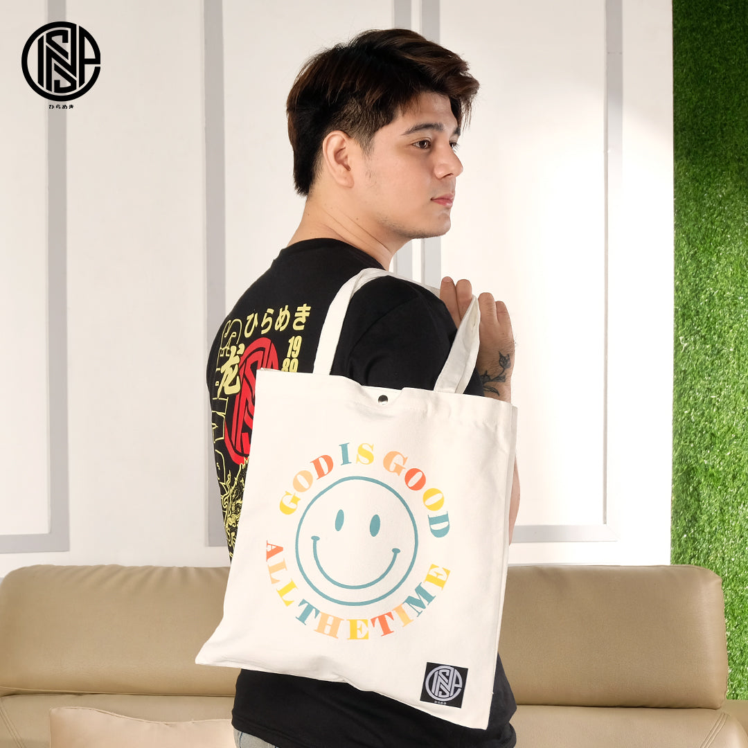 INSPI Minimalist Bible Verse Tote Bag for Woman with Inside Pocket Printed Shoulder Bags for Men Black White
