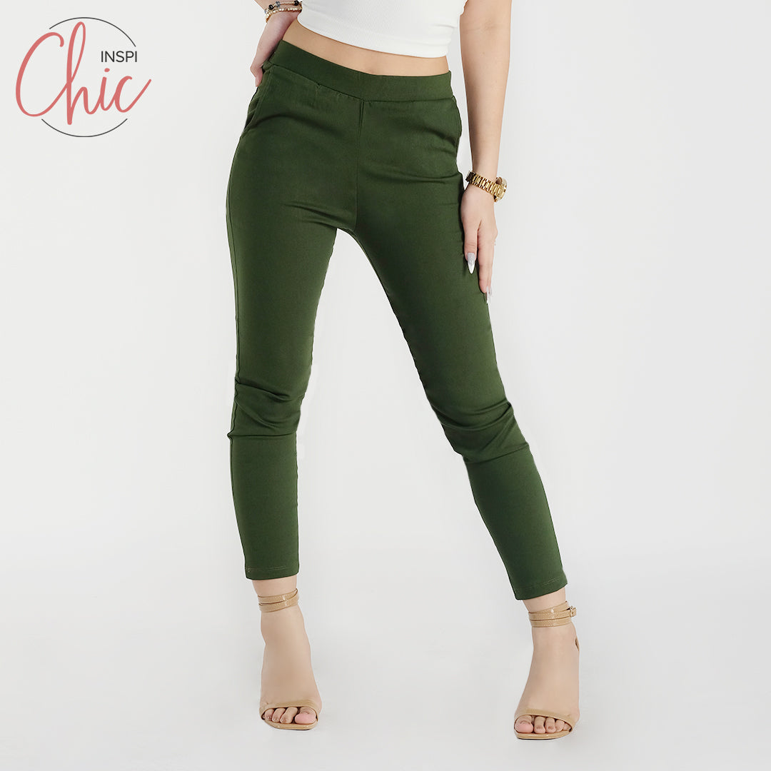 INSPI Chic Ladies Candy Pants Fashion Black Green Purple Brown