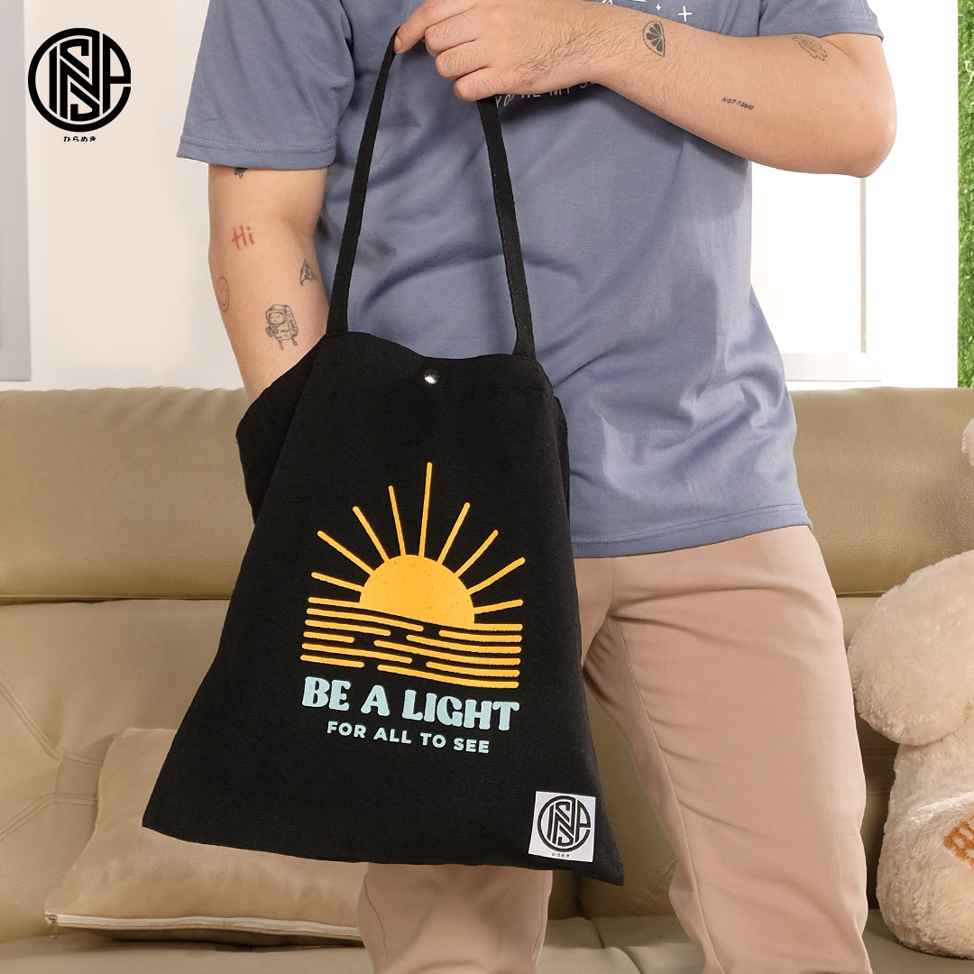 INSPI Minimalist Bible Verse Tote Bag for Woman with Inside Pocket Printed Shoulder Bags for Men Black White