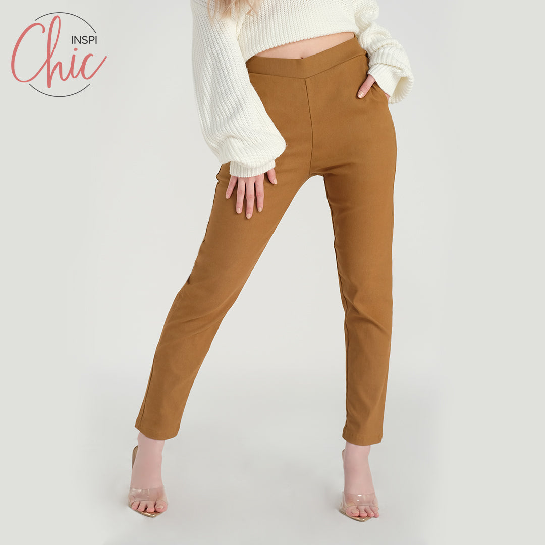INSPI Chic Ladies Candy Pants Fashion Black Green Purple Brown