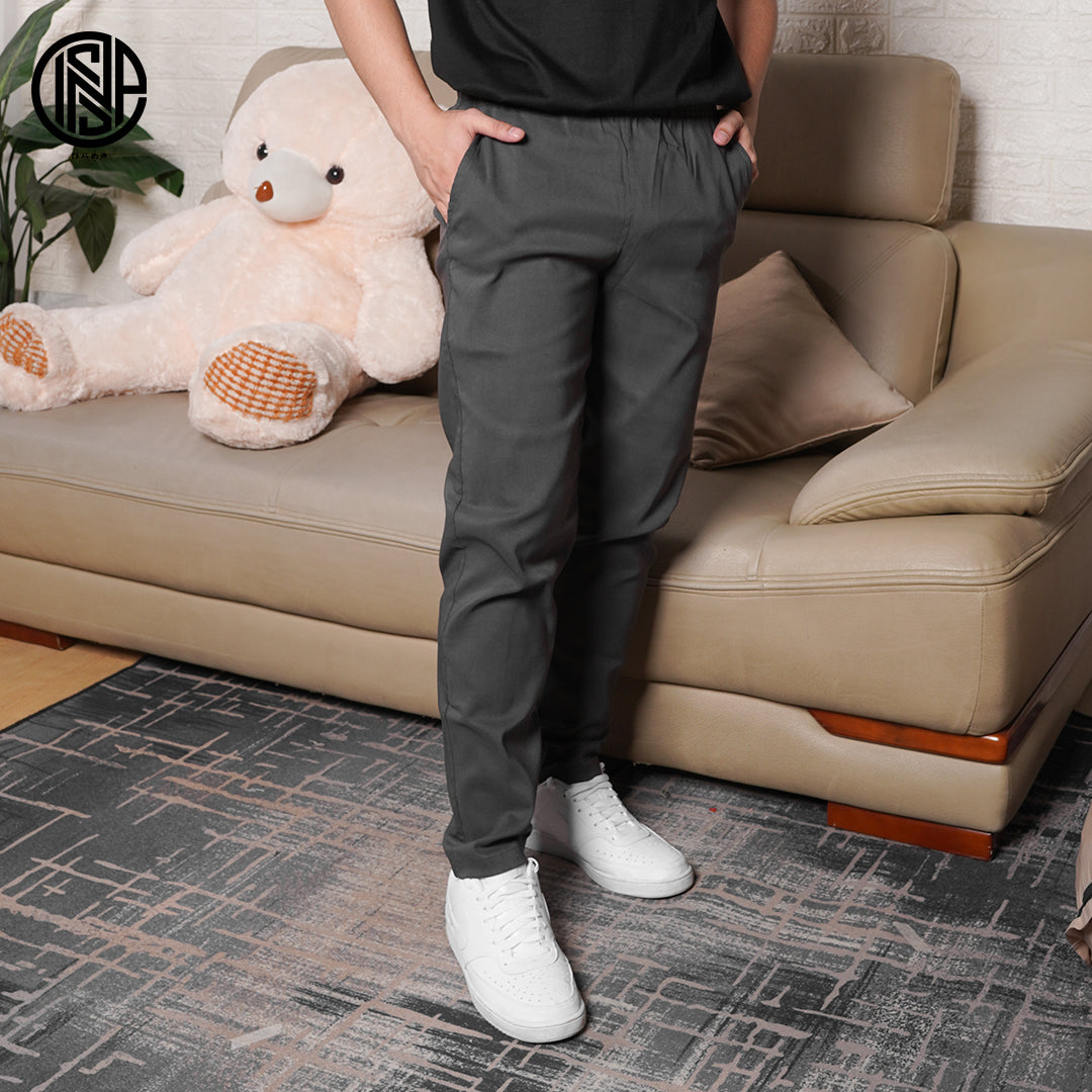 INSPI Trouser Pants for Men with Pockets & Drawstring for Men in Dark Gray