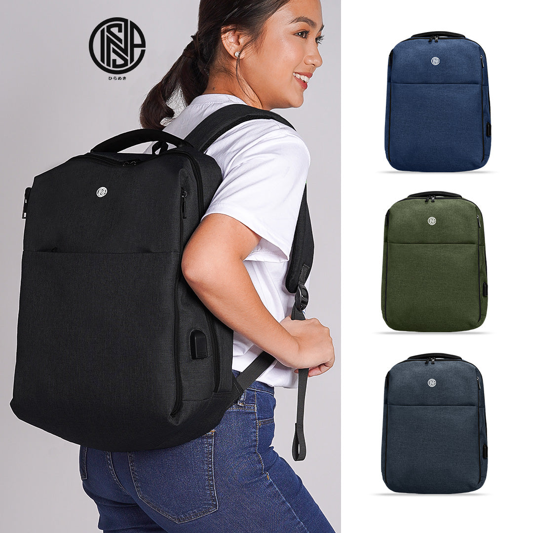 INSPI Laptop Bagpack for Men Anti-theft 15.6 Inch Waterproof Bag w/ USB Port Backpack for Women 1