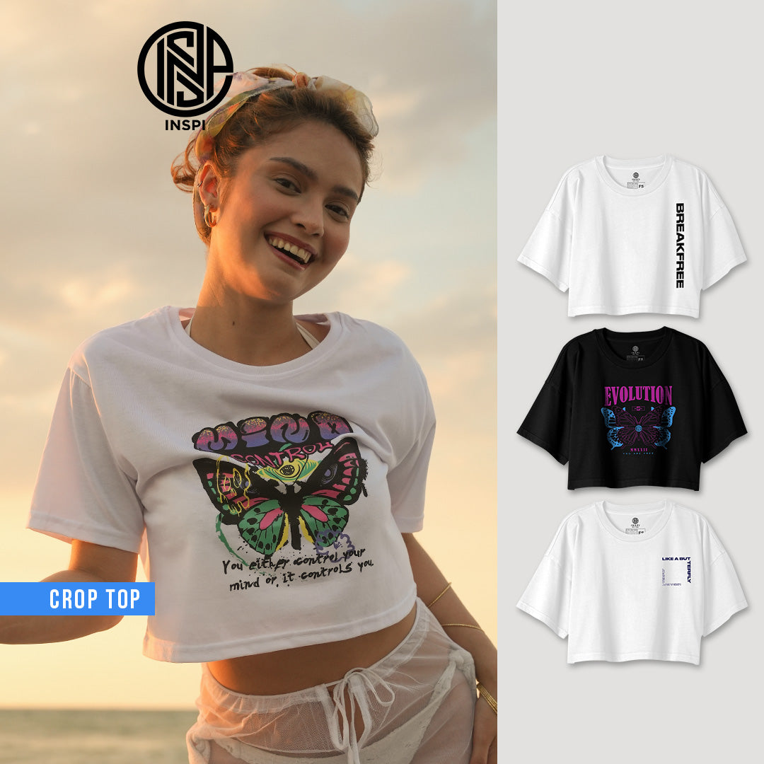 INSPI Metamorphosis Crop Tops for Women Summer Korean Trendy Croptop for Women Graphic Beach Outfit