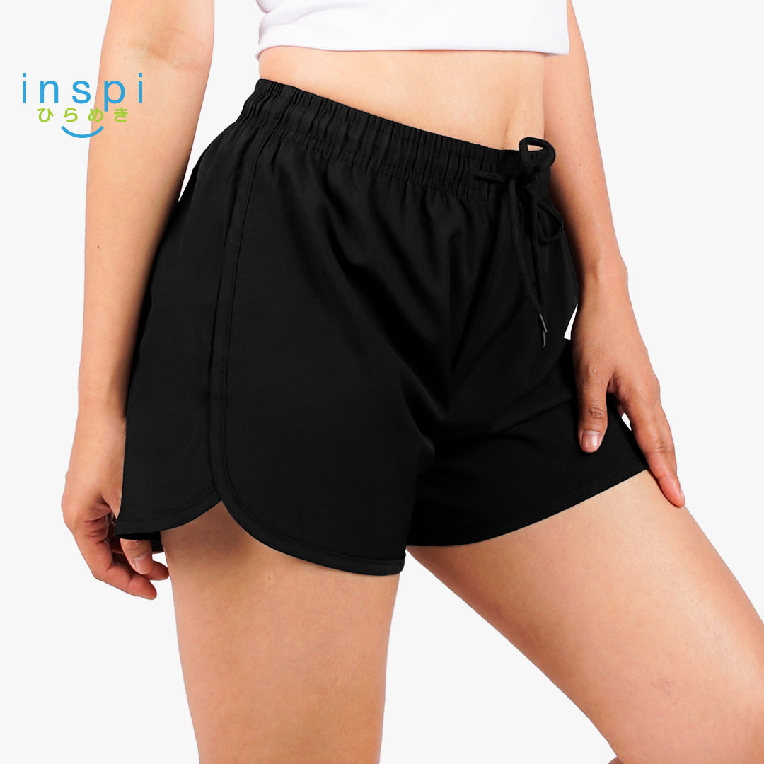 INSPI Running Shorts for Women in Black - Main Image