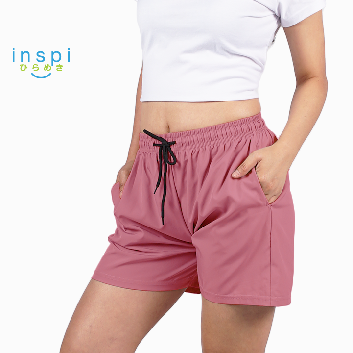 INSPI Training Shorts for Women in Cardinal Rose Korean Pambahay Casual Comfy Tiktok Short Ladies Taslan
