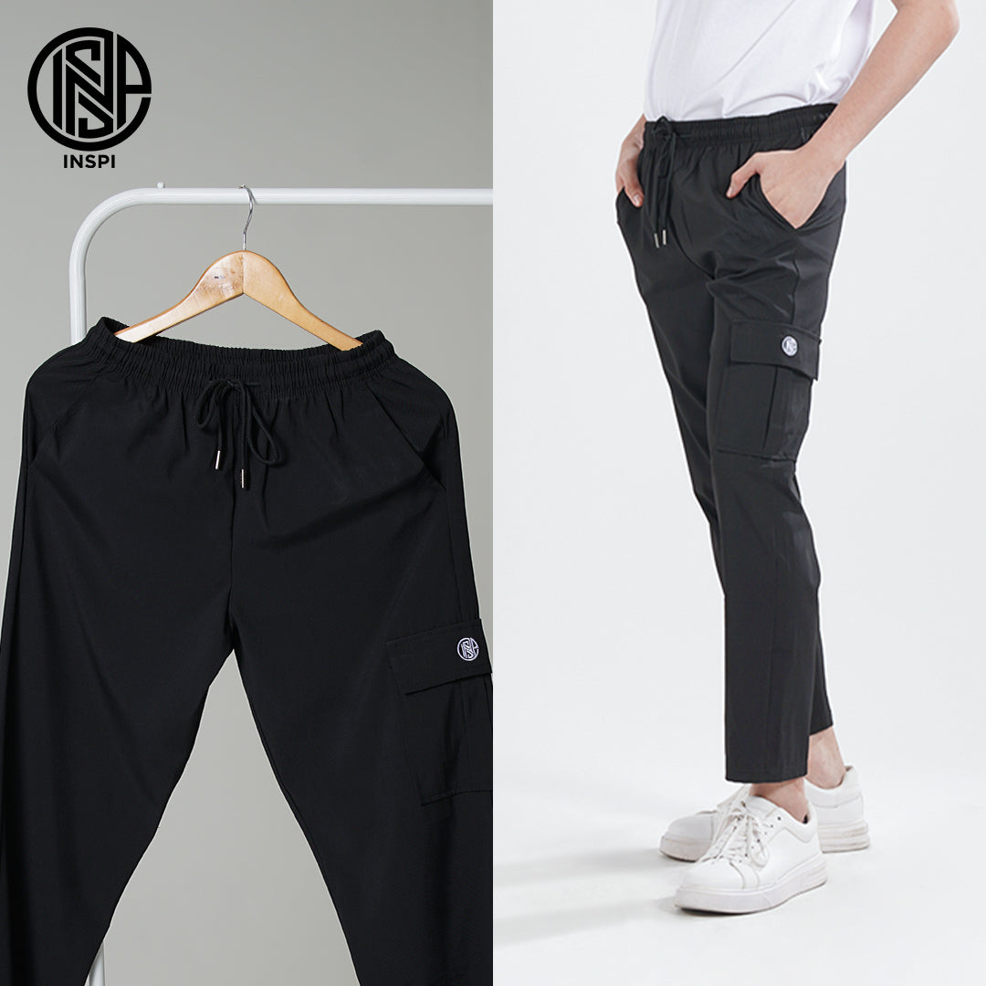 INSPI Cargo Pants Khaki for Men Women with Pocket and Drawstring Straight Cut Plain Trouser Pant Pantalon