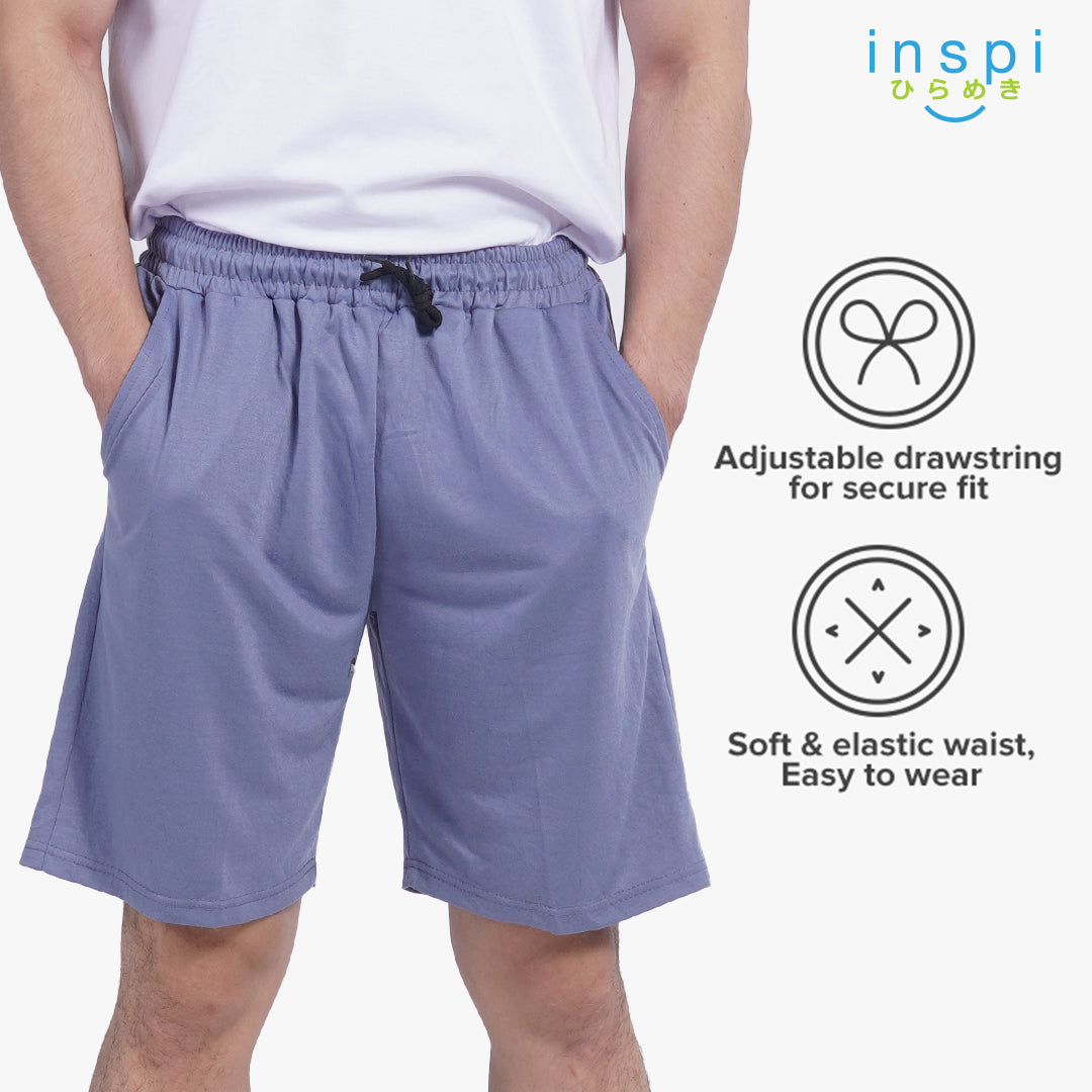 INSPI Walking Shorts for Men Summer in Slate Blue Cotton Korean Short for Women plus size Black Gray Beach Outfit