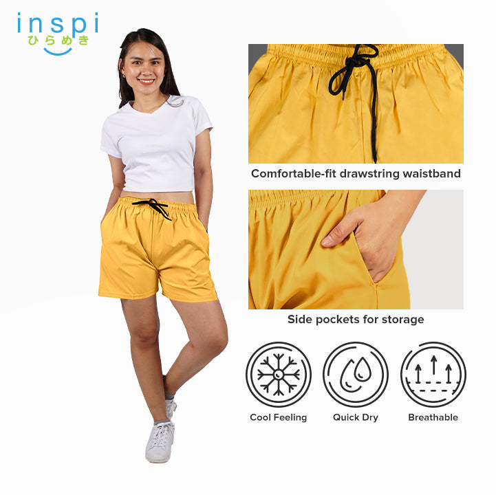 INSPI Training Shorts for Women in Mustard Korean Pambahay Casual Comfy Tiktok Short Ladies Taslan