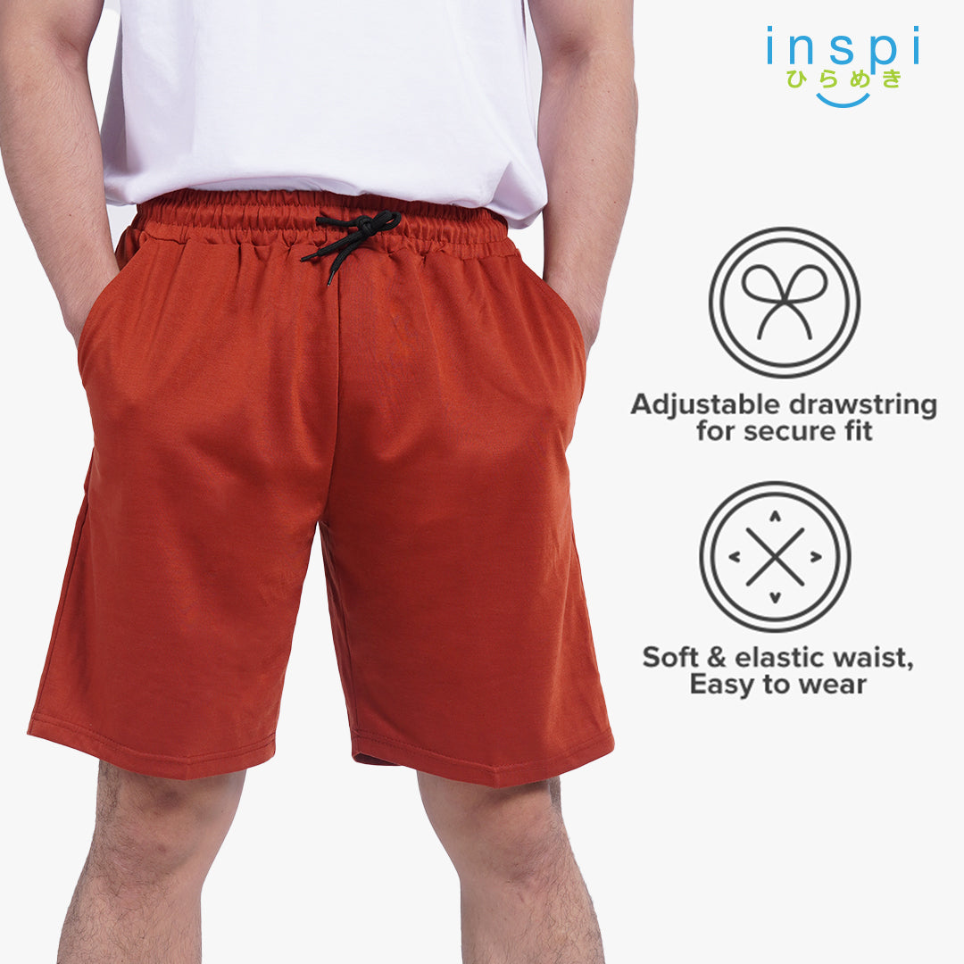 INSPI Walking Shorts for Men Summer in Rust Cotton Korean Short for Women plus size Black Gray Beach Outfit