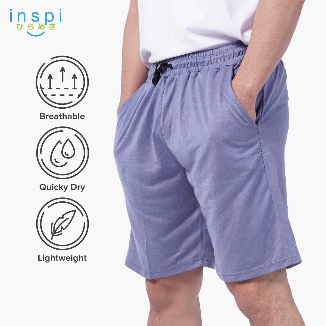 INSPI Walking Shorts for Men Summer in Slate Blue Cotton Korean Short for Women plus size Black Gray Beach Outfit