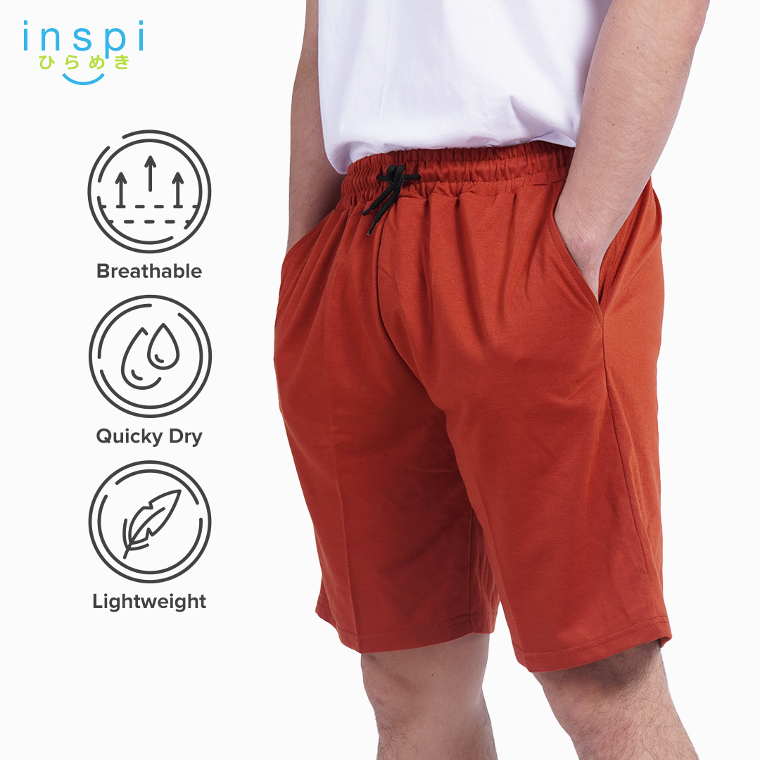 INSPI Walking Shorts for Men Summer in Rust Cotton Korean Short for Women plus size Black Gray Beach Outfit