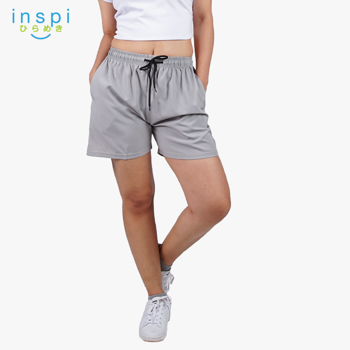 INSPI Training Shorts for Women in Gray Korean Pambahay Casual Comfy Tiktok Short Ladies Taslan