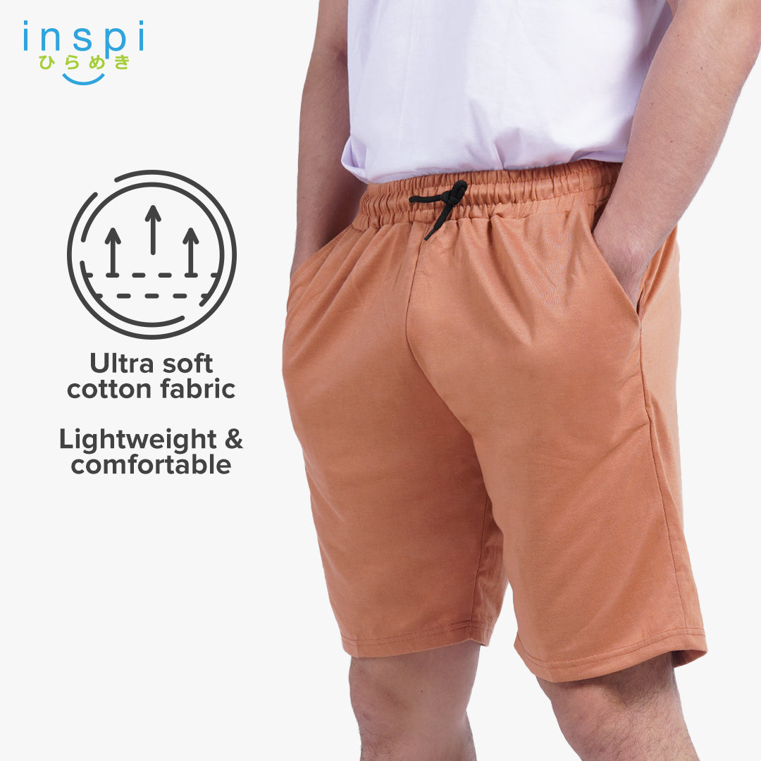 INSPI Walking Shorts for Men Summer in Clay Cotton Korean Short for Women Plus Size Beach Outfit