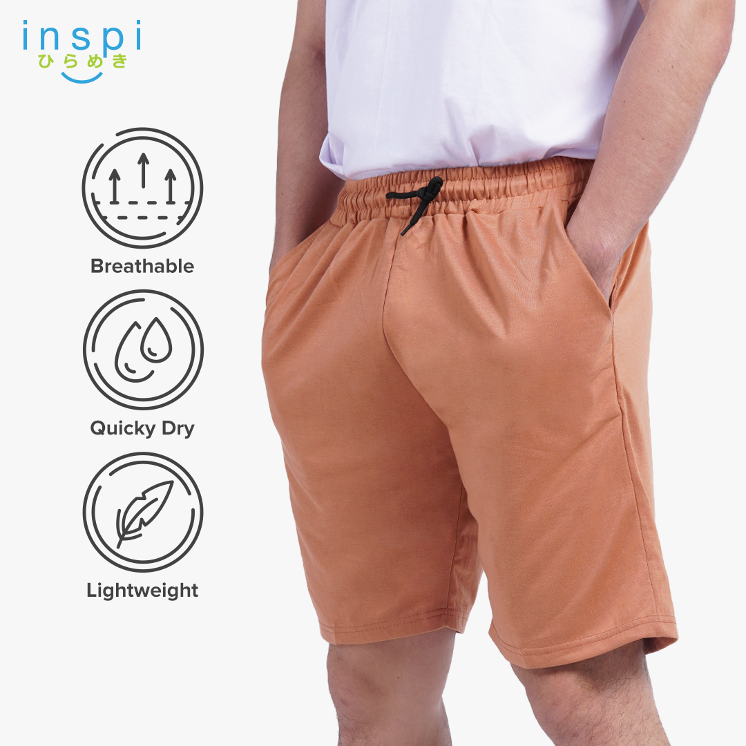 INSPI Walking Shorts for Men Summer in Clay Cotton Korean Short for Women Plus Size Beach Outfit