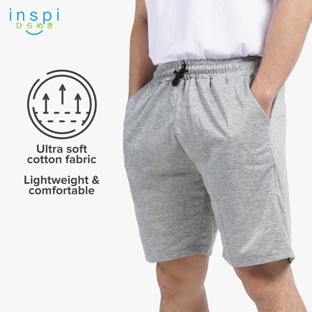 INSPI Walking Shorts for Men Summer in Smoke Gray Cotton Korean Short for Women Plus Size Beach Outfit
