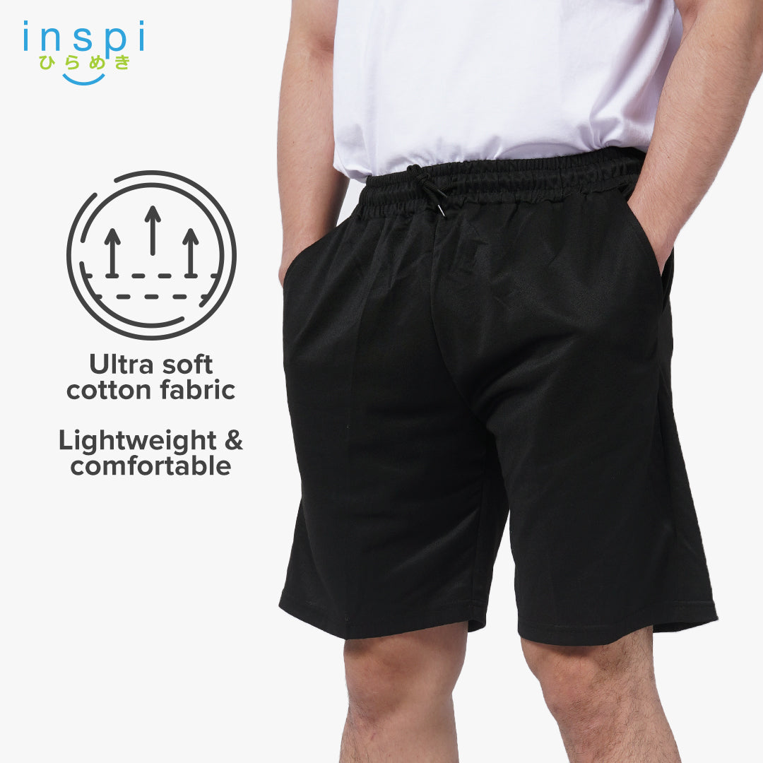 INSPI Walking Shorts for Men Summer in Black Cotton Korean Short for Women Plus Size Beach Outfit