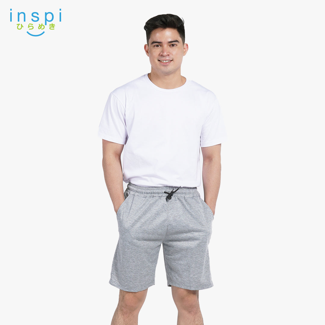 INSPI Walking Shorts for Men Summer in Smoke Gray Cotton Korean Short for Women Plus Size Beach Outfit