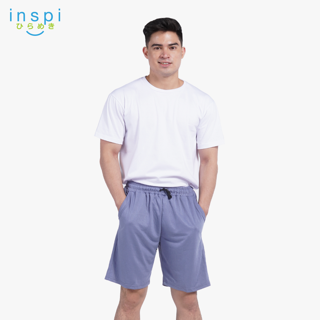 INSPI Walking Shorts for Men Summer in Slate Blue Cotton Korean Short for Women plus size Black Gray Beach Outfit
