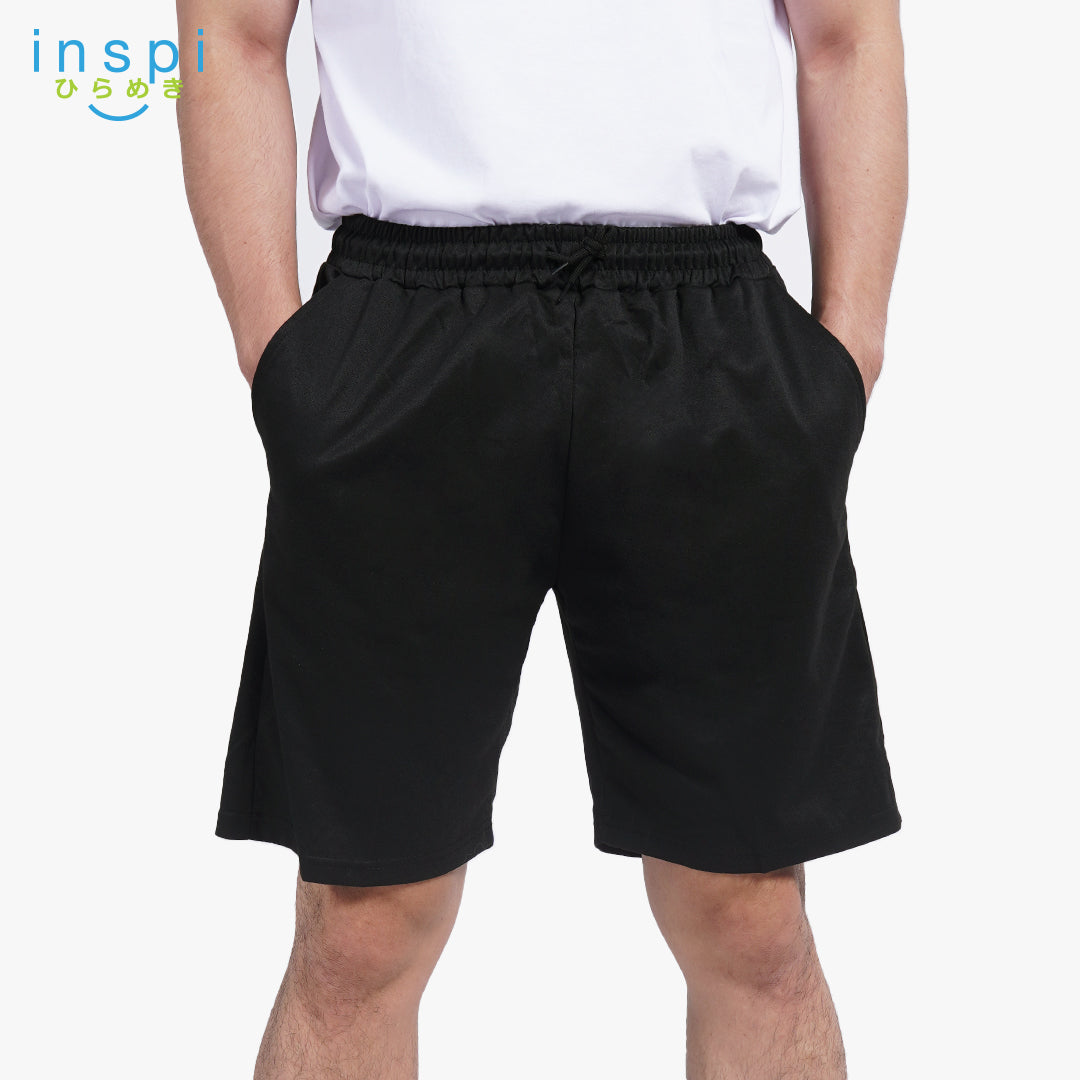 INSPI Walking Shorts for Men Summer in Black Cotton Korean Short for Women Plus Size Beach Outfit