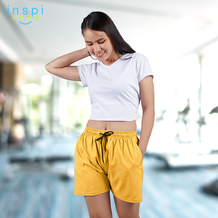 INSPI Training Shorts for Women in Mustard Korean Pambahay Casual Comfy Tiktok Short Ladies Taslan