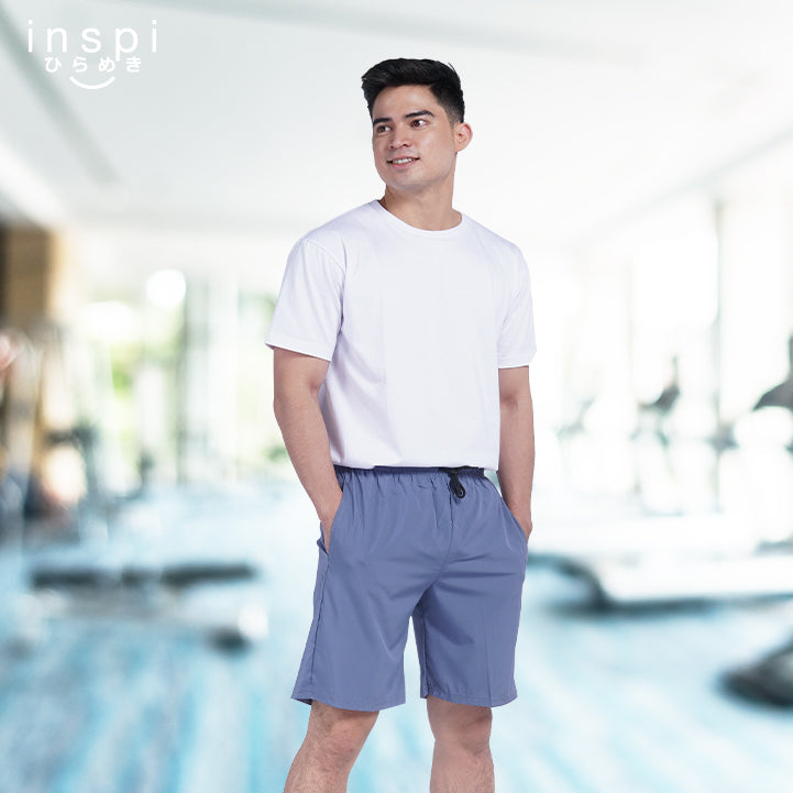 INSPI Training Shorts for Men in Slate Blue Korean Pambahay Summer Casual Comfy Tiktok Short Taslan Men’s