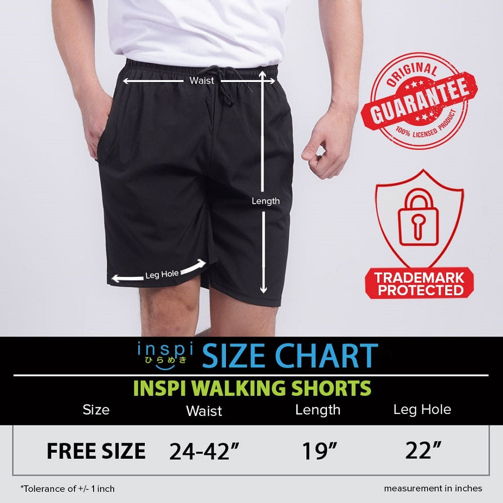INSPI Walking Shorts for Men Summer in Black Cotton Korean Short for Women Plus Size Beach Outfit
