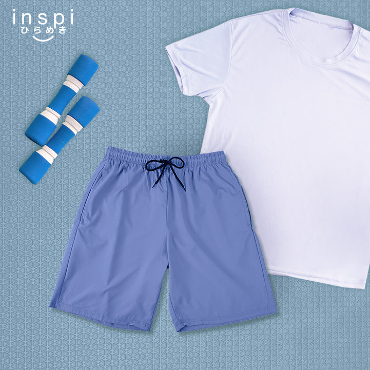 INSPI Training Shorts for Men in Slate Blue Korean Pambahay Summer Casual Comfy Tiktok Short Taslan Men’s