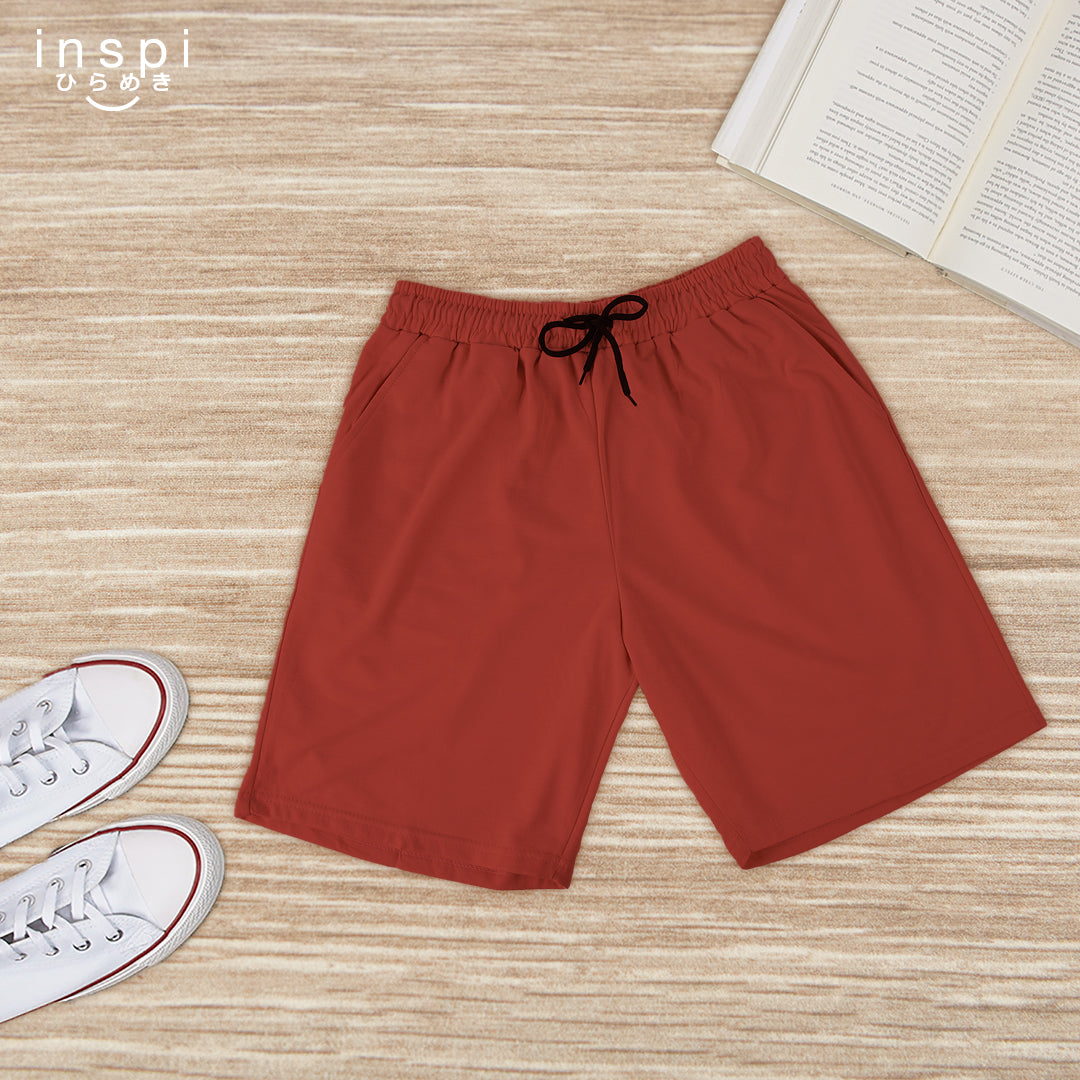 INSPI Walking Shorts for Men Summer in Rust Cotton Korean Short for Women plus size Black Gray Beach Outfit