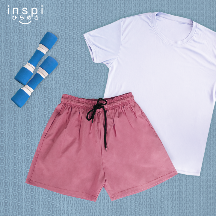 INSPI Training Shorts for Women in Cardinal Rose Korean Pambahay Casual Comfy Tiktok Short Ladies Taslan