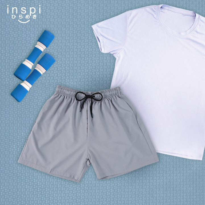 INSPI Training Shorts for Women in Gray Korean Pambahay Casual Comfy Tiktok Short Ladies Taslan