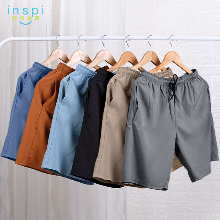 INSPI Training Shorts for Men in Khaki Korean Pambahay Summer Casual Comfy Tiktok Short Taslan Men’s