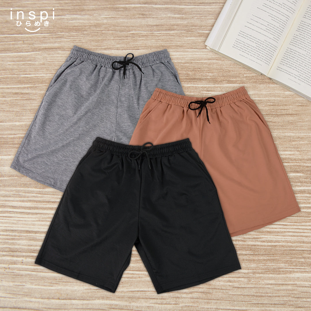 INSPI Walking Shorts for Men Summer in Clay Cotton Korean Short for Women Plus Size Beach Outfit