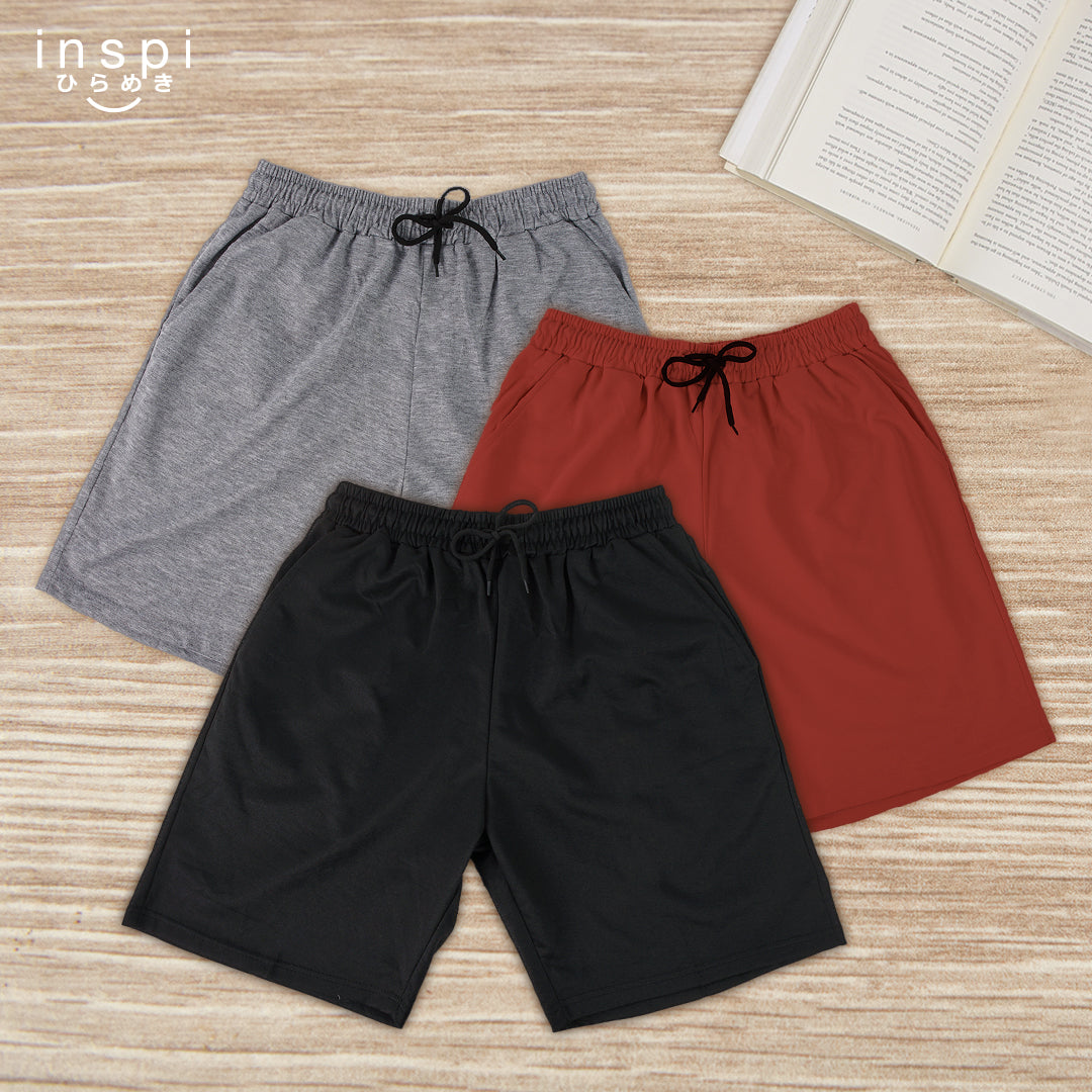 INSPI Walking Shorts for Men Summer in Rust Cotton Korean Short for Women plus size Black Gray Beach Outfit