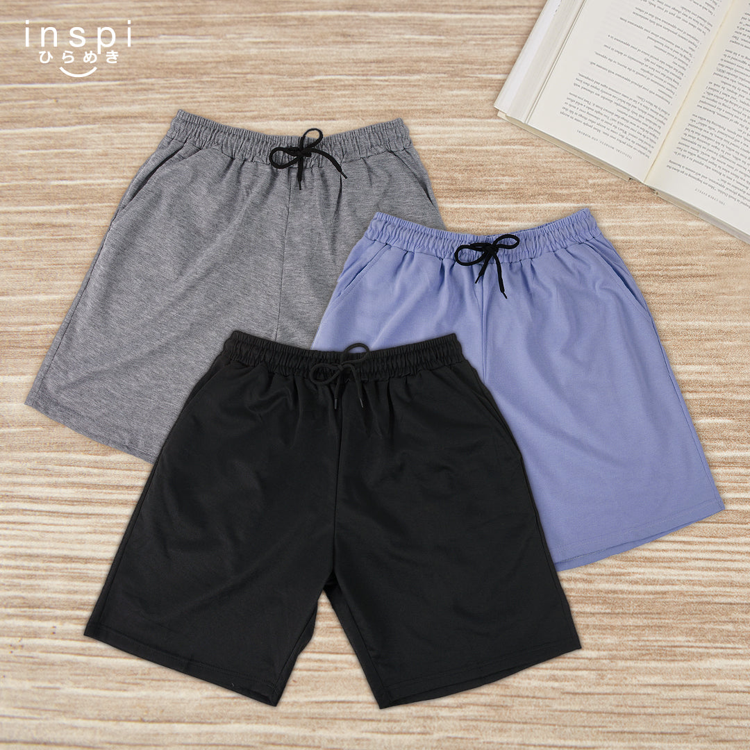 INSPI Walking Shorts for Men Summer in Slate Blue Cotton Korean Short for Women plus size Black Gray Beach Outfit
