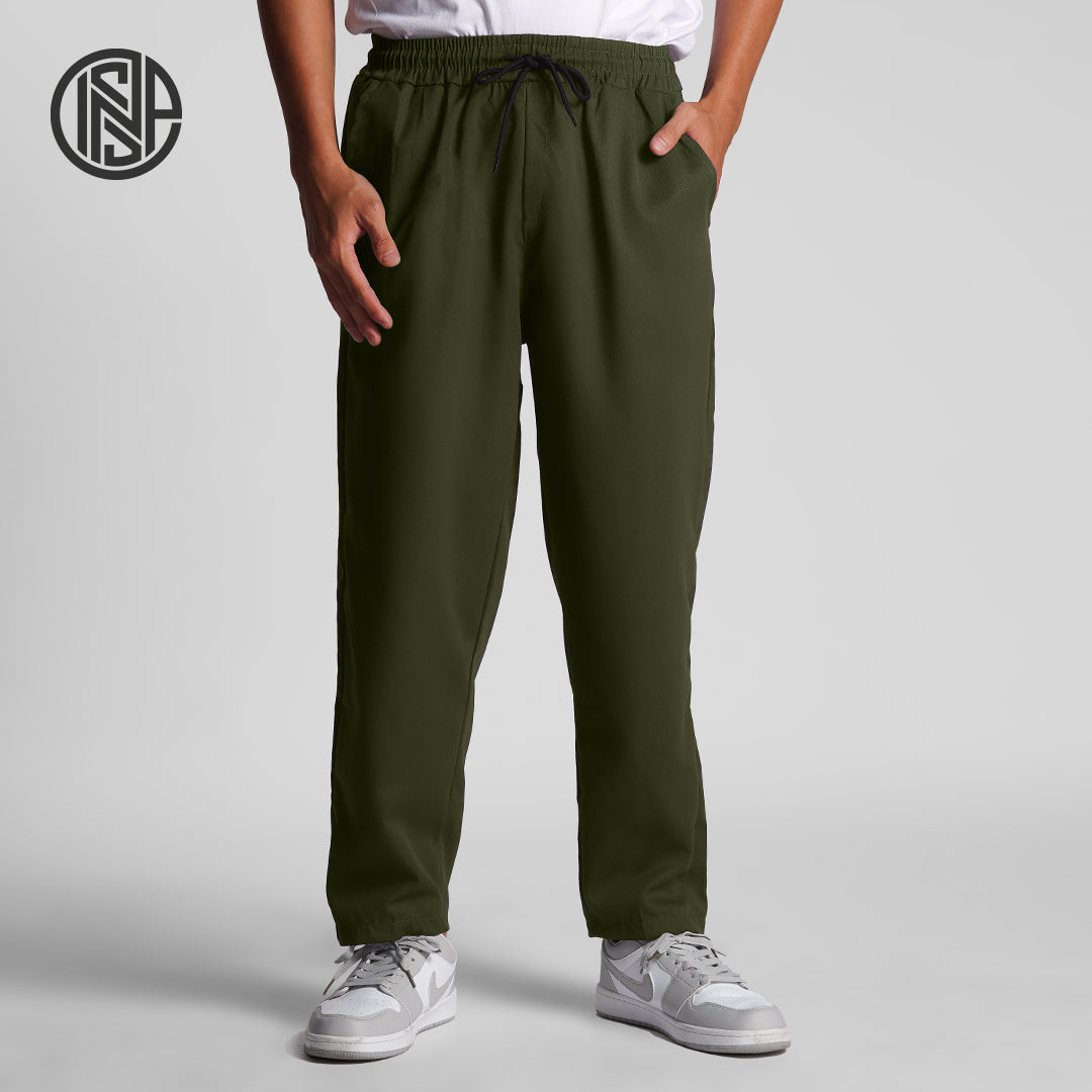 INSPI Oversized Trouser Baggy Pants with Drawstring for Men in Army Gr