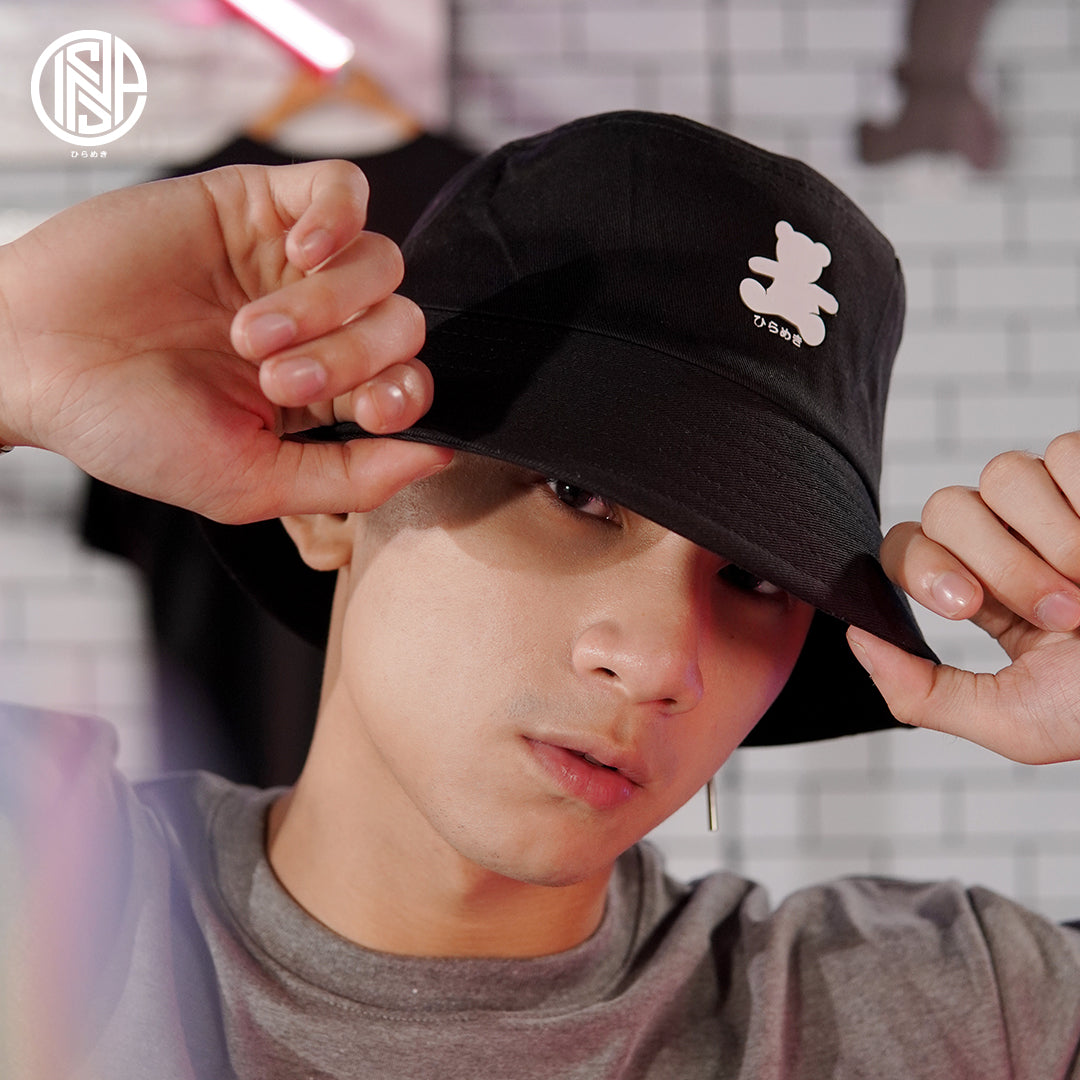 INSPI Bear Bucket Hat for Men Women w/ out Lace Fisherman Hats Cotton Sumbrero Cap for Men Wide Brim