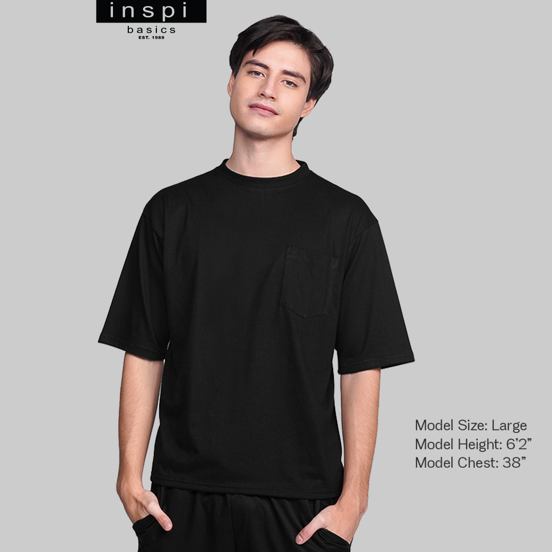 INSPI Basics Premium Black Oversized Shirt With Pocket Neutral For Men
