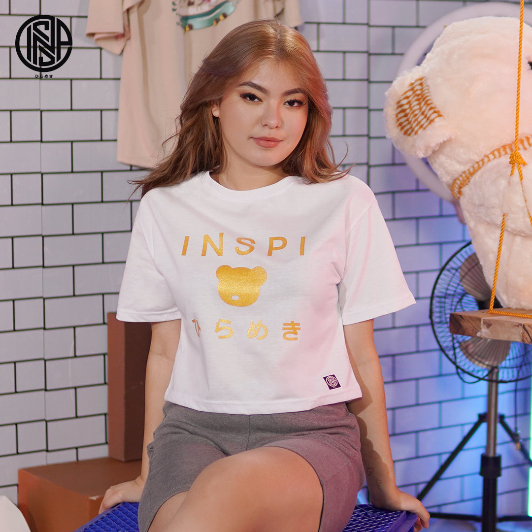 INSPI Bear Crop Top for Women Minimalist Cotton Shirt Oversized Croptop for Teens Aesthetic Korean Top Beach Outfit