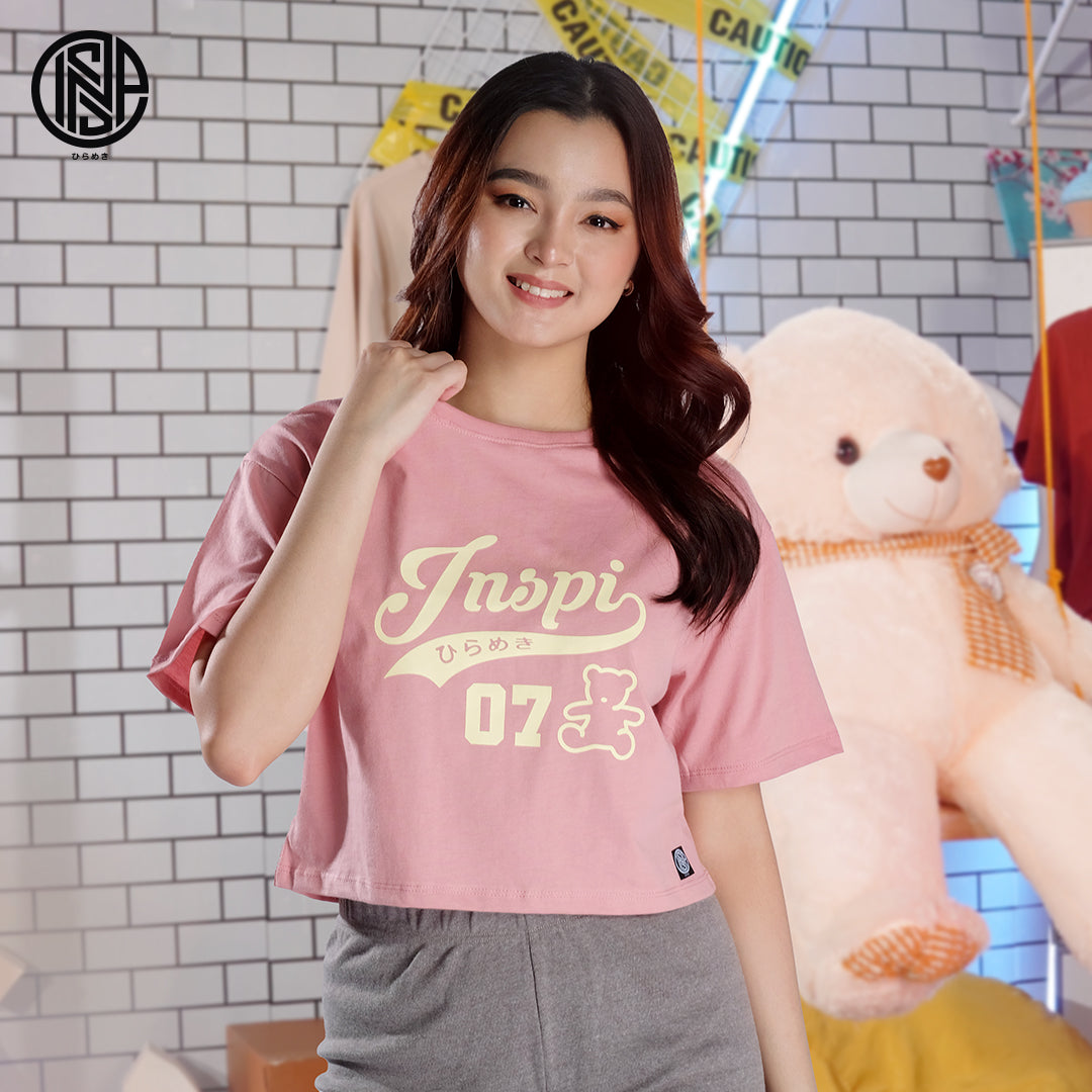 INSPI Bear Crop Top for Women Minimalist Cotton Shirt Oversized Croptop for Teens Aesthetic Korean Top Beach Outfit