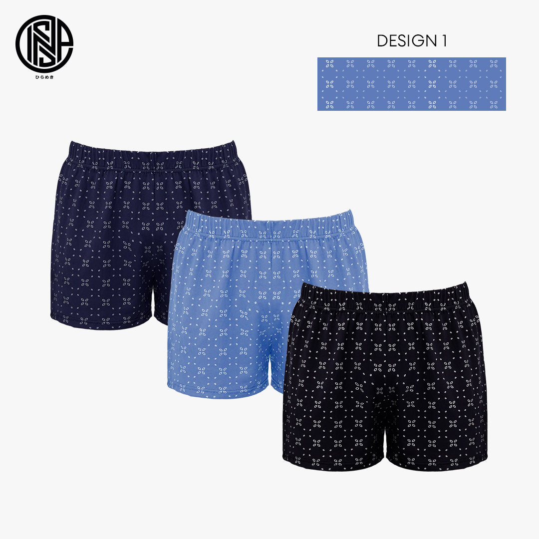 INSPI Boxer Shorts for Men 3pcs Set Assorted Colors Underwear Black Gray Blue