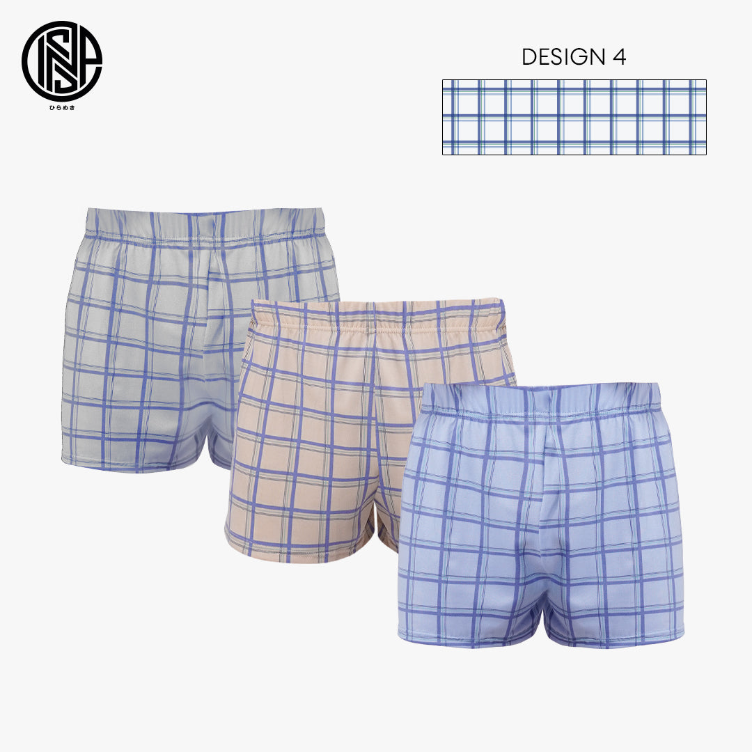 INSPI Boxer Shorts for Men 3pcs Set Assorted Colors Underwear Black Gray Blue