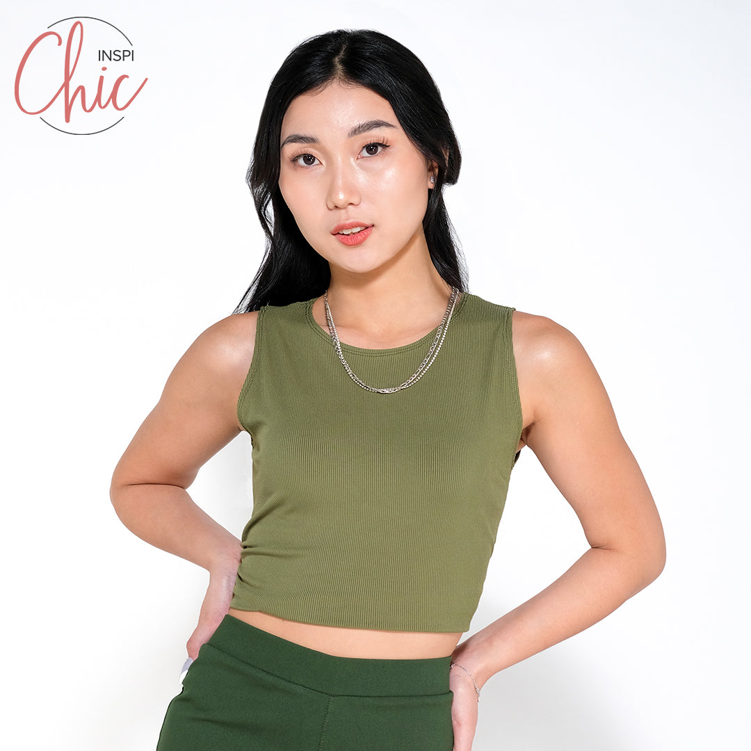 INSPI Chic Ribbed Trendy Curve Halter Top Trendy Top Shirt Sleeveless Top Long Sleeve for Women
