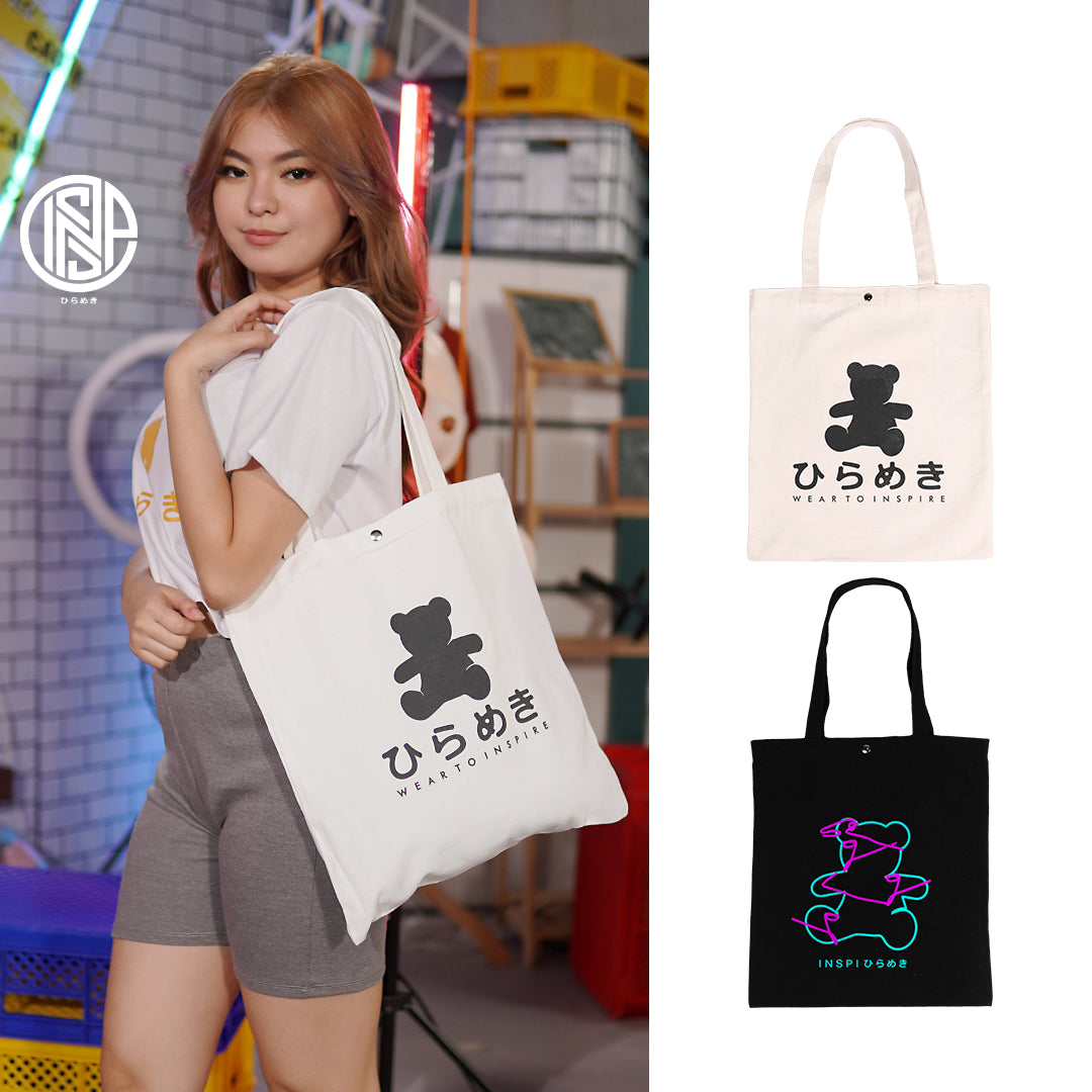 INSPI Bear Tote Bag for Woman with Inside Pocket Canvas Aesthetic Printed Shoulder Bags for Men 2022