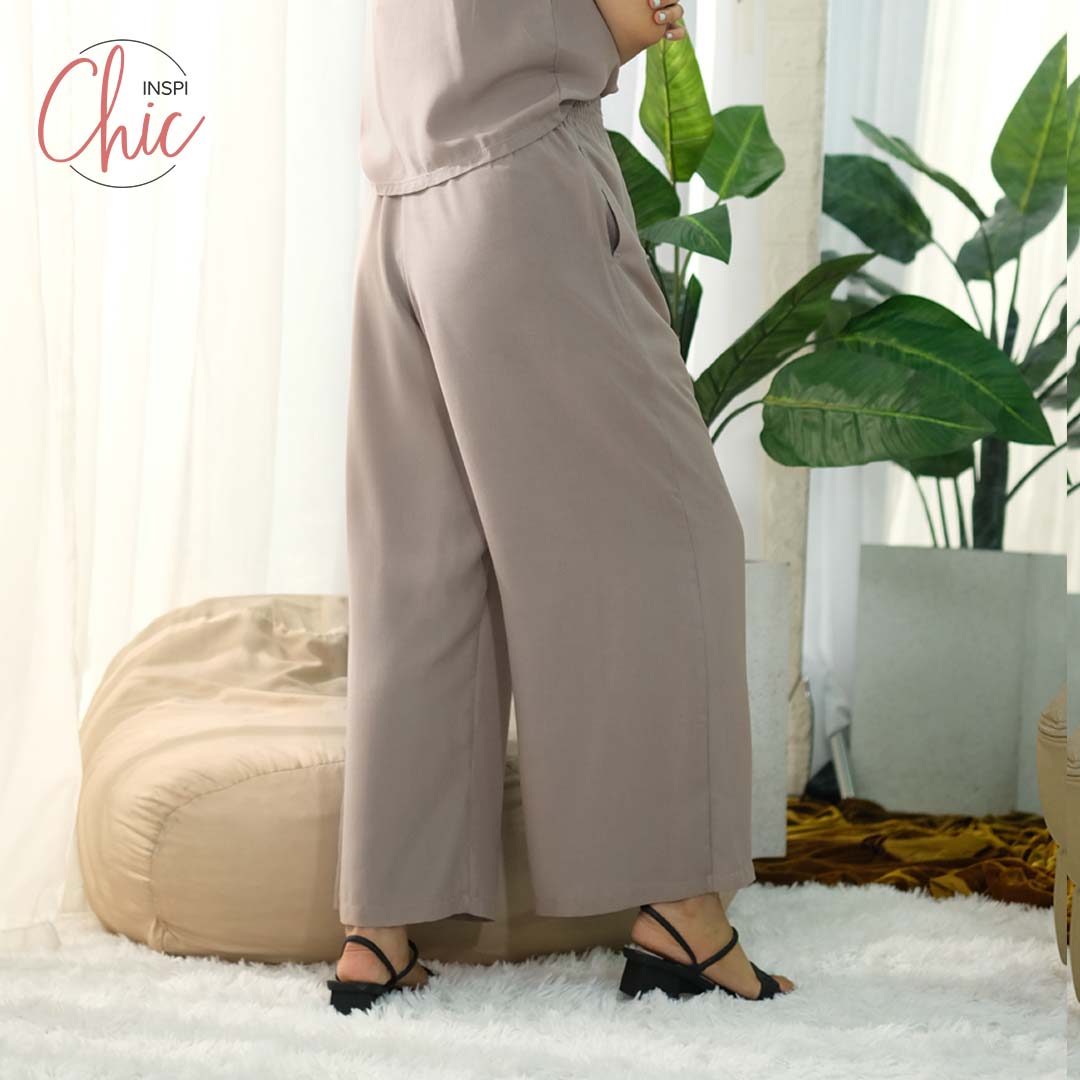 INSPI Chic Barnwood Gray Boho Square Pants for Women Wide Leg Cotton Highwaist Pink Black Gray Beach Outfit