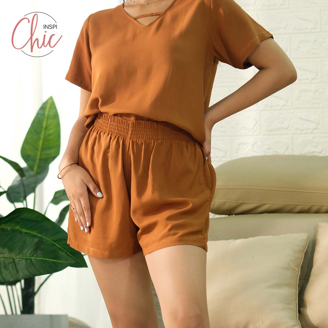 INSPI Chic Tan Brown Boho Shorts for Woman Summer Korean Cotton Short for Women Beach Outfit Sleepwear