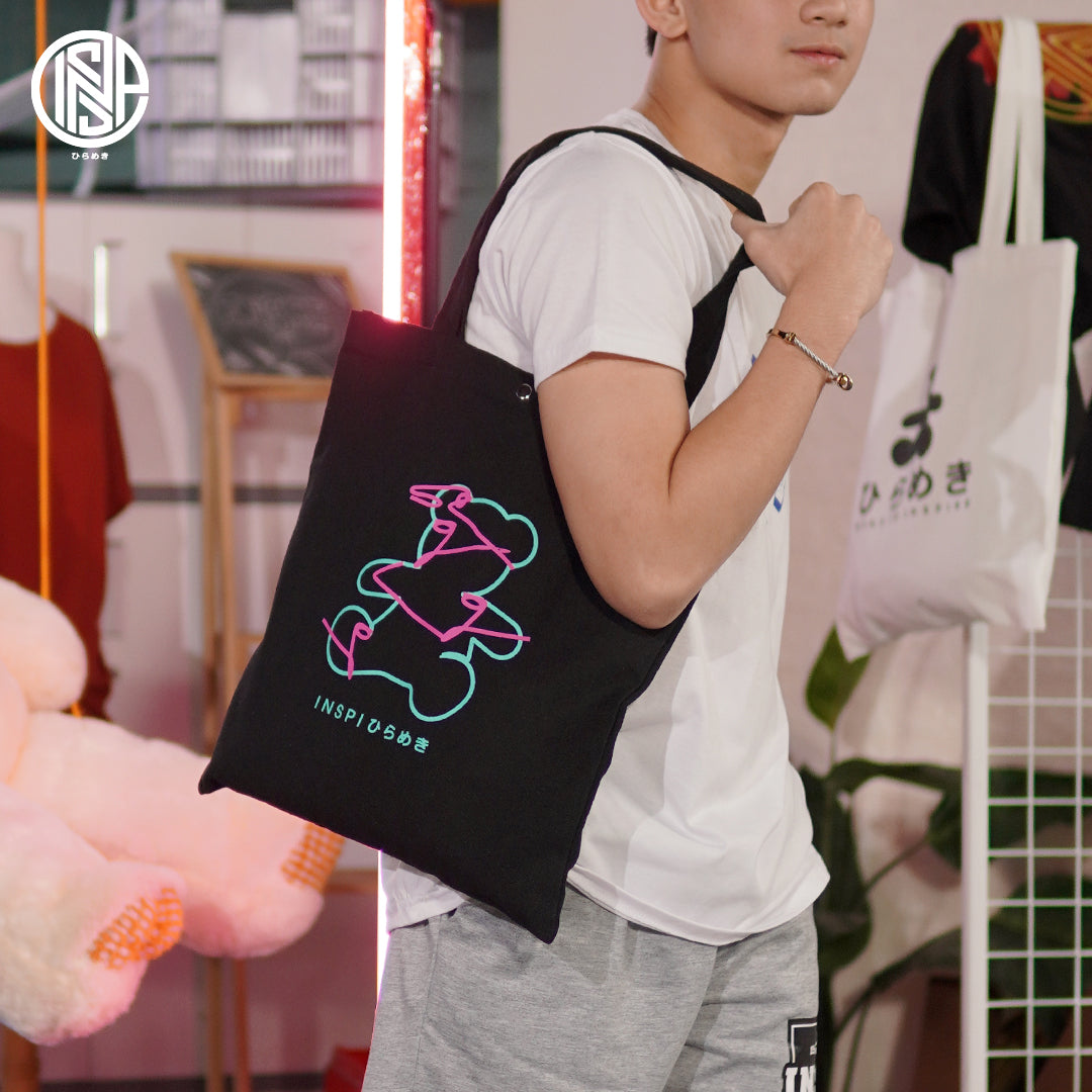 INSPI Bear Tote Bag for Woman with Inside Pocket Canvas Aesthetic Printed Shoulder Bags for Men 2022